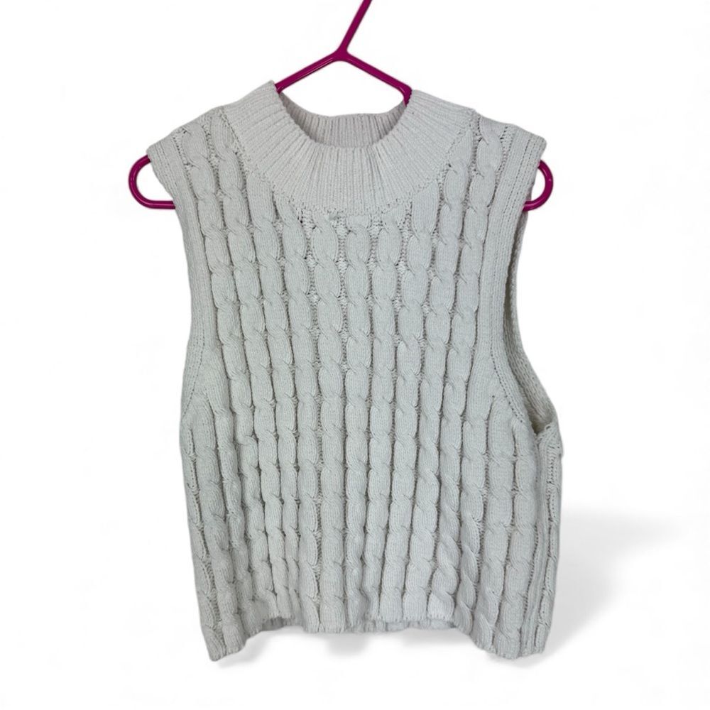 Zara Kids Cream Cable Knit Sweater Vest 11-12
